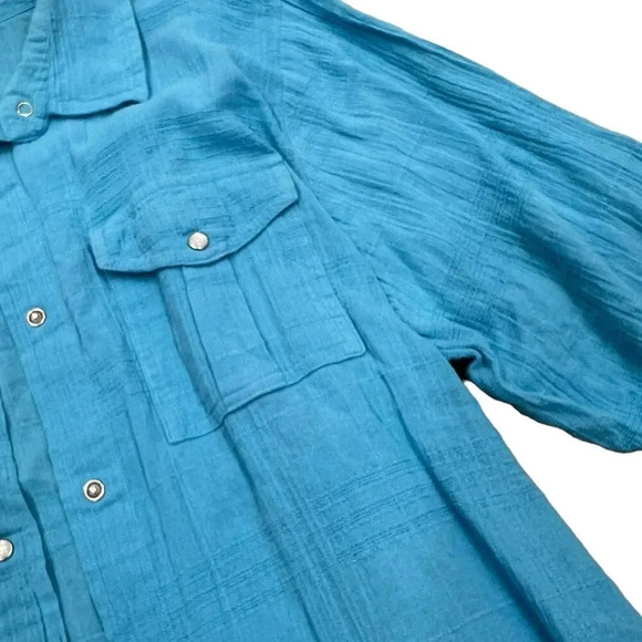 Woman Within Sky Blue Cotton Gauze Bigshirt 1X - Picture 3 of 4